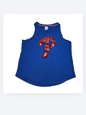 PINK Victoria's Secret Blue Tank Top with Red Sequin 'P'